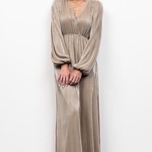 Baltic Born- Venus Pleated Maxi Gown in Gold!